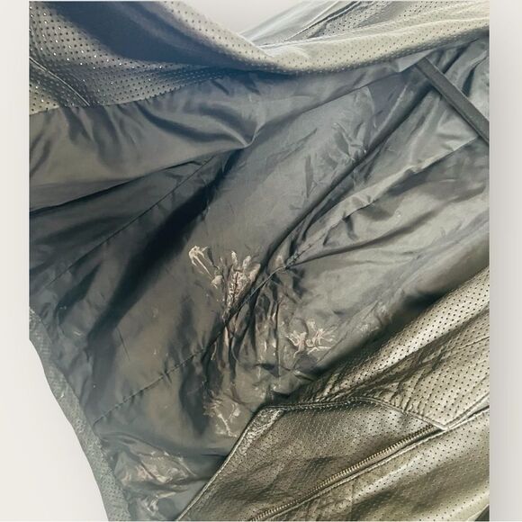 Ann Klein perforated asymmetrical black leather jacket size 8, NWOT - Picture 10 of 10